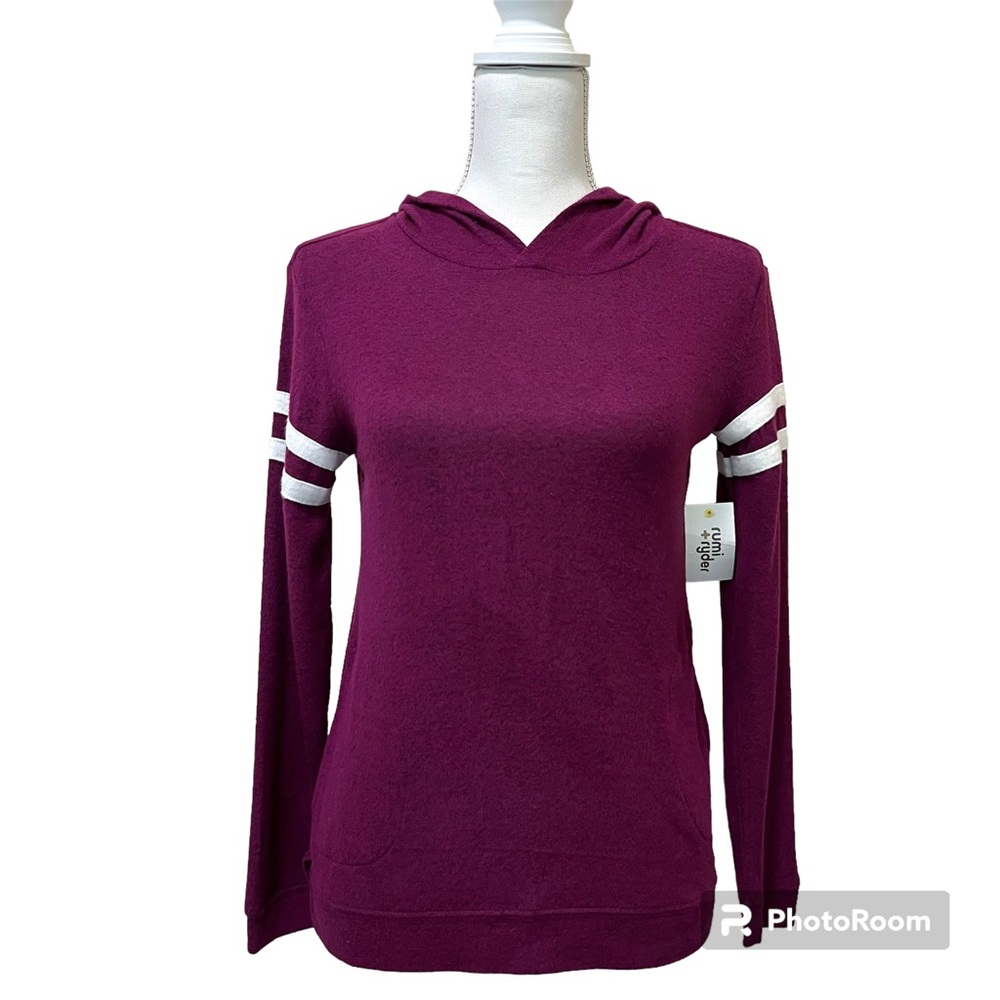 NWT Rumi + RyderThe Brushed Varsity Hoodie in Magenta